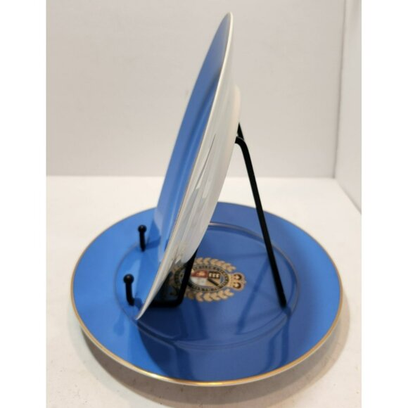 Ralph Lauren Estate Crest Cadet Blue Plate 9" Diameter Breakfast Plate New Set 2 - Picture 6 of 13